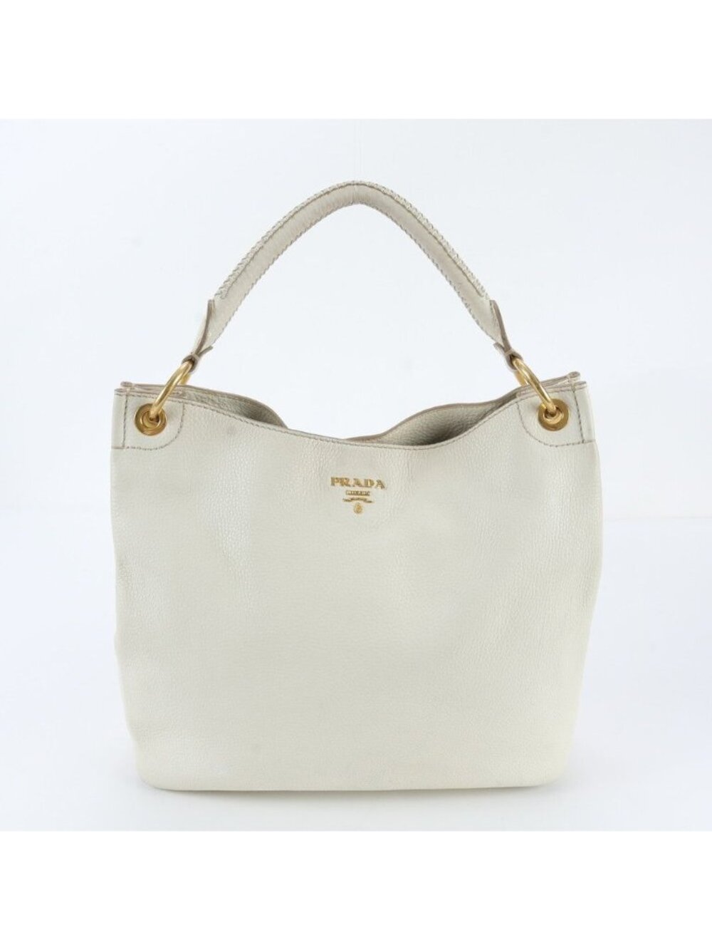 Prada White Tag Vitello Daino Leather Shoulder Bag